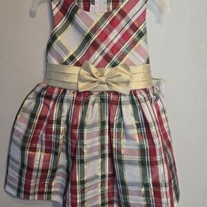 Plaid Dress with Gold Bow